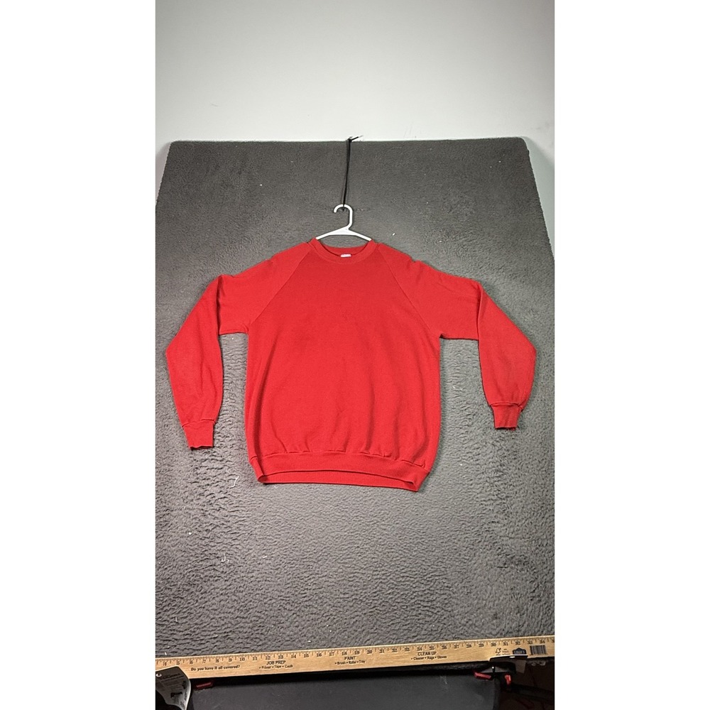 Vintage‎ Jerzees Sweater Mens XL Red Crewneck Pullover Made USA 80s Plain Retro